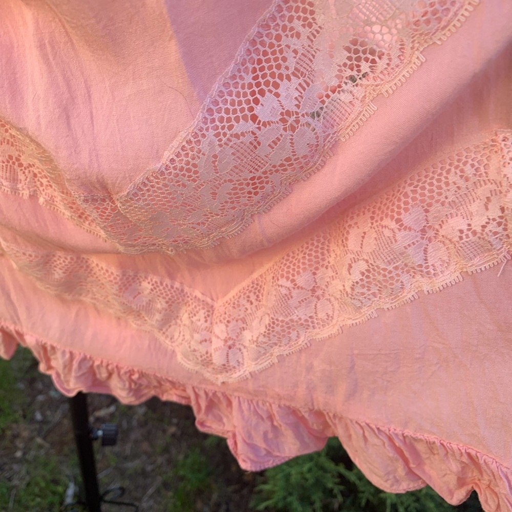 Entro  shades of pink  gauze Mini  sunny days DressHP25 floral lace edge - Picture 7 of 15